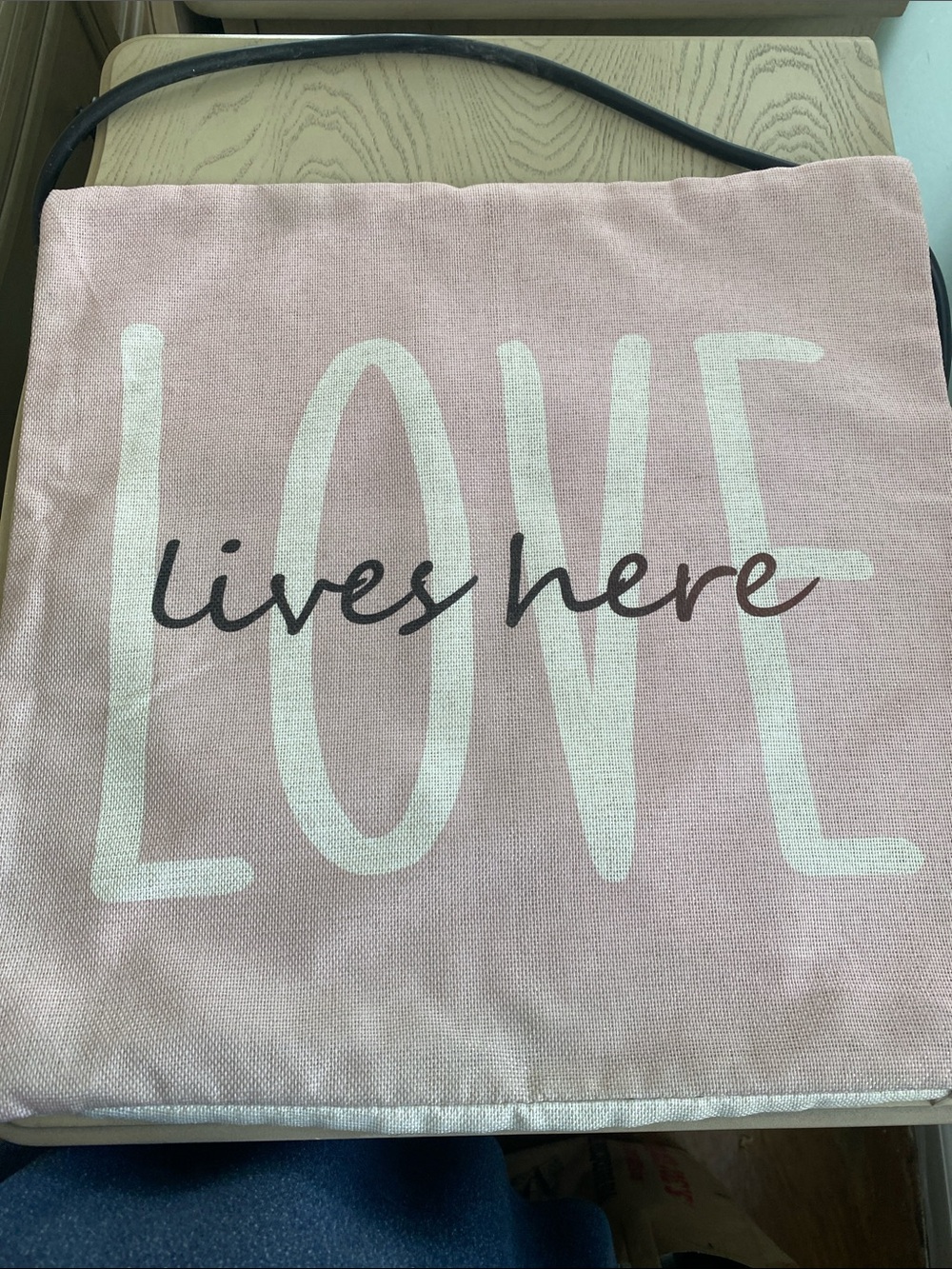 LOVE Lives Here Pink linen pillow cover